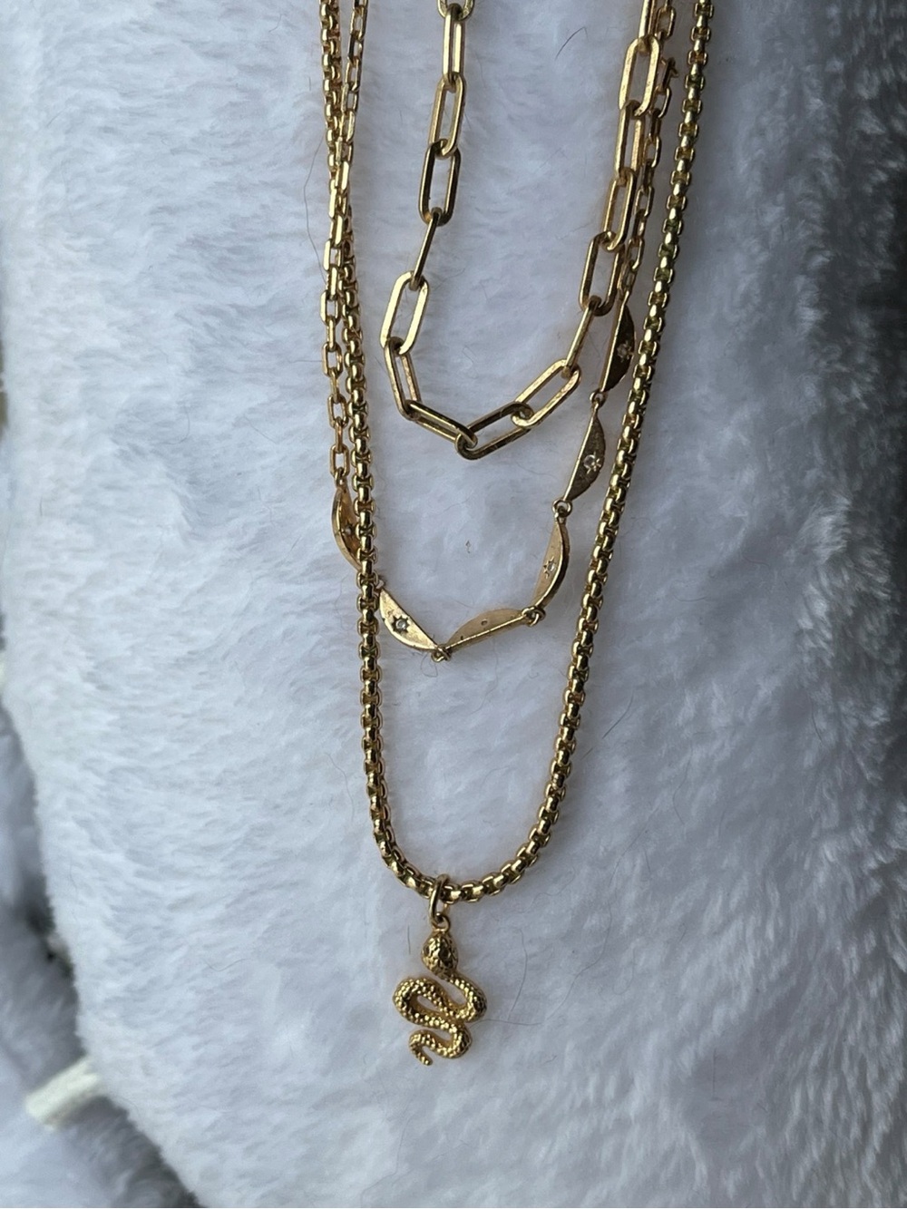 Charmed Aroma Layered Gold Snake Pendant Necklace